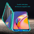 Biruiqu For OPPO F19 Pro Magnetic Absorption Case Metal Frame Shockproof Double Sided Tempered Glass Magnetic Case Cover. 