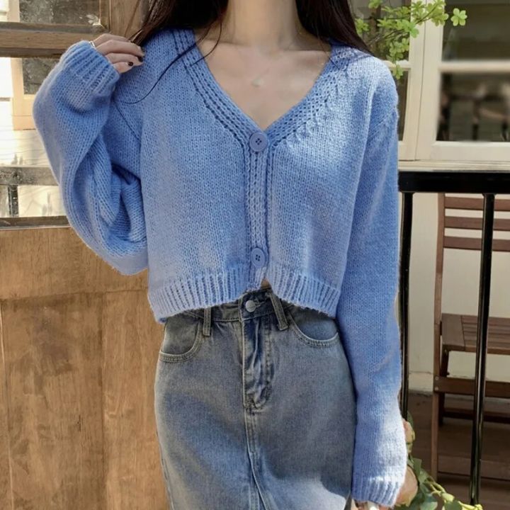 Y2k%20Women%20Cardigan%20Sweater%20Knitted%20Cropped%20Korean%20Short%20Long%20sleeve%20Crop%20Top%20V%20neck%20Fashion%20Clothe%20-%20Image%203