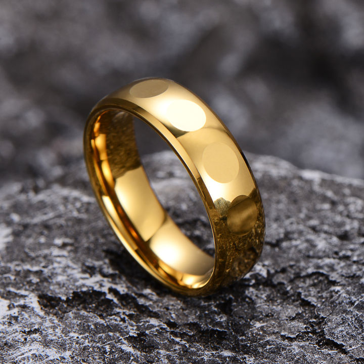 Glory Men's 4mm 6mm 8mm Tungsten Carbide Ring 24k Gold Plated Domed Polished Finish Wedding Band