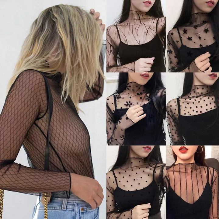 Women%20Summer%20Transparent%20Mesh%20Blouse%20Shirt%20Tops%20Blusas%20Long%20Sleeve%20Blouse%20Chemise%20Femme%20Casual%20Dot%20Feminine%20Blouse%20-%20Image%202