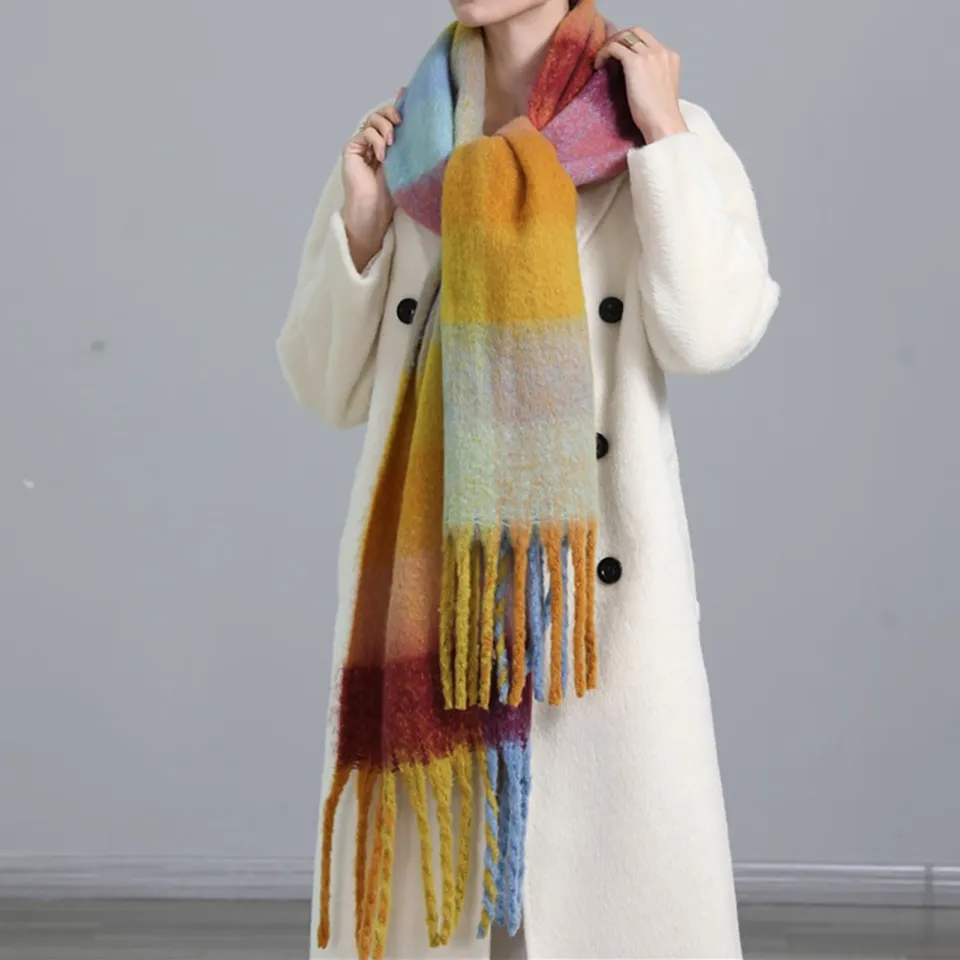 Ameesi Women Plaid Scarf Comfortable Winter Oversized Long Scarves