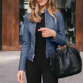 Women Loose Pu Leather Jacket Black Soft Faux Leather Jacket Street Moto Biker Tailored Coat Jacket Lady Casual Outerwear.