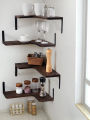 Wood Corner Shelf Storage Rack Display Stand Bookshelf Floating Wall Shelf for Living Room Kitchen Accessories Home Organizer. 