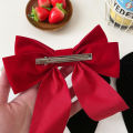 Girls Black Red Big Velvet Bow Hair Clip For Women Vintage Wedding Long Ribbon Nicle. 