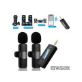 k35 Duel Wireless Microphone 2.4Ghz Smart Noise Cancelling Mini Portable Lavalier Mic on Live Streaming For Android Mobile 3.5mm. 