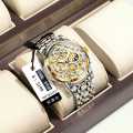 Stylish Poedagar Watch with 3D Gold Bezel and Day-Date Window.