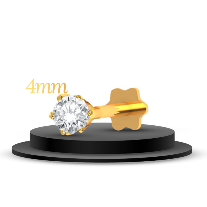 Three Size Gold Nose Pin One Stone For Girl & Women
