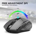 Inphic A1 6 Keys 1000/1200/1600 DPI Home Gaming Wireless Mechanical Mouse, Colour: Gray Wireless+Bluetooth 4.0+Bluetooth 5.0.
