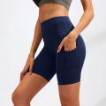 Women Quick Dry Yoga Shorts Compression Workout Tights Gym Training Fitness Sport Shorts Side Pockets Tummy Control Running Leggings.