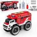 DIY Electric Fire Truck for kids with Flashing Lights & Siren Sounds & Electric Drill. 