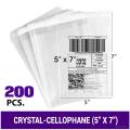 Crystal Cellophane (5" x 7" ) 200 Pcs Poly for Packaging Material Print Label.