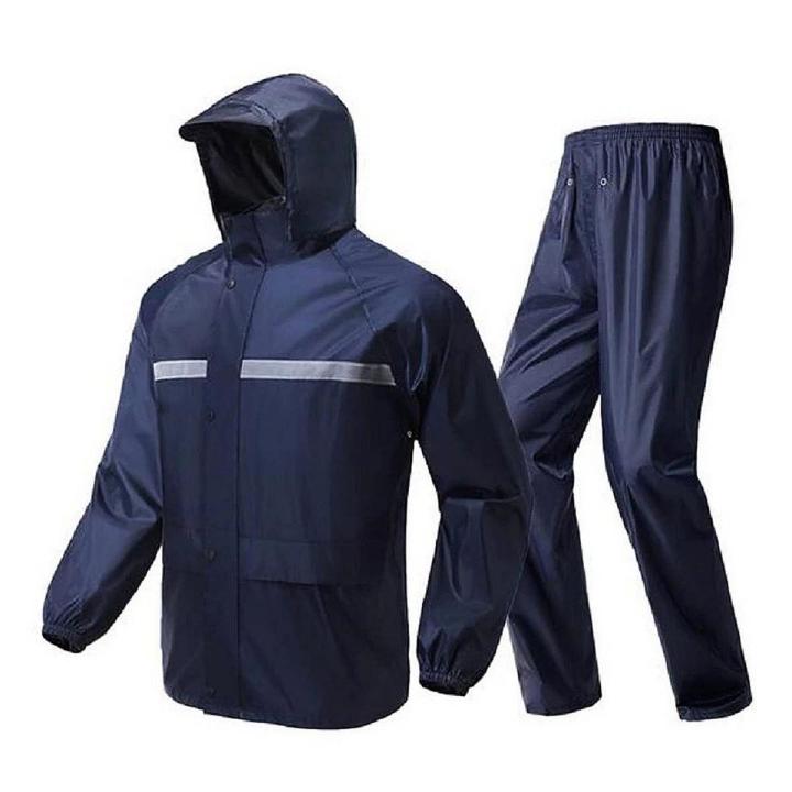 100% Waterproof Rain Coat With Trousers- XL- Body 46/47 Long 27/28 - 1 Set
