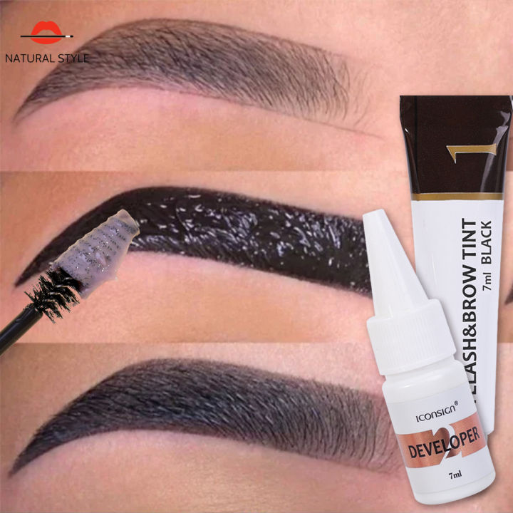 Eyebrow Tint Kit Brown 2 In 1 Eyebrow Gel Lash Lift And Tint Kit Professional Semi-Permanent Waterproof Eyebrow Brow Kit DIY