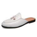Black half shoes for men mules Slippers leather shoes casual shoes men fashion sapato social masculino mocassin homme chaussure.