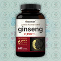 NatureBell Panax Korean Red Ginseng - 2,250 mg - 240 Softgels - with Ginsenosides - for Energy, Performance & Vitality. 