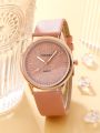 Minimalist Pretty Women Leather Quartz Watch & 1pc Bracelet.