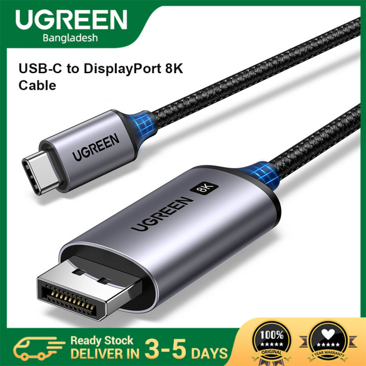UGREEN CM556 USB-C to DisplayPort 8K Cable - 1M/2M/3M - UGREEN USB-C to DisplayPort Cable - Maximum resolution: 8K 60Hz - Material: Aluminum alloy, plastic