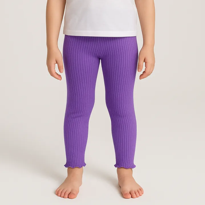 Girls%20Ribbed%20Purple%20Cotton%20Full%20Length%20Leggings%20From%20Levin%20-%20Image%203