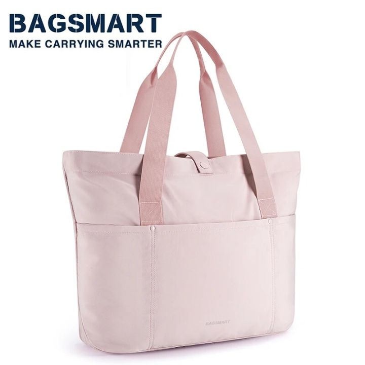 BAGSMART Women Tote Bag 20L Waterproof Folding Travel Bag With Zipper Shoulder Bag Handbag for Travel Work School
