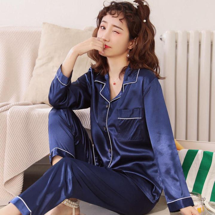 Women's Rayon Silk Pajamas y Stripe Sleepwear Set Women