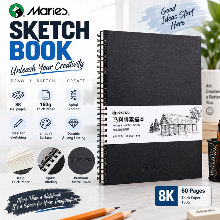 Heavyweight Acid-Free 8K Sketchbook 160gsm A4 30 Sheets