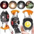 COB Work Lights 3 Gears Multifunction Rechargeable Flashlight with Cigarette Lighter Screwdriver LED Keychain Lamp for Camping Bike Accessories.