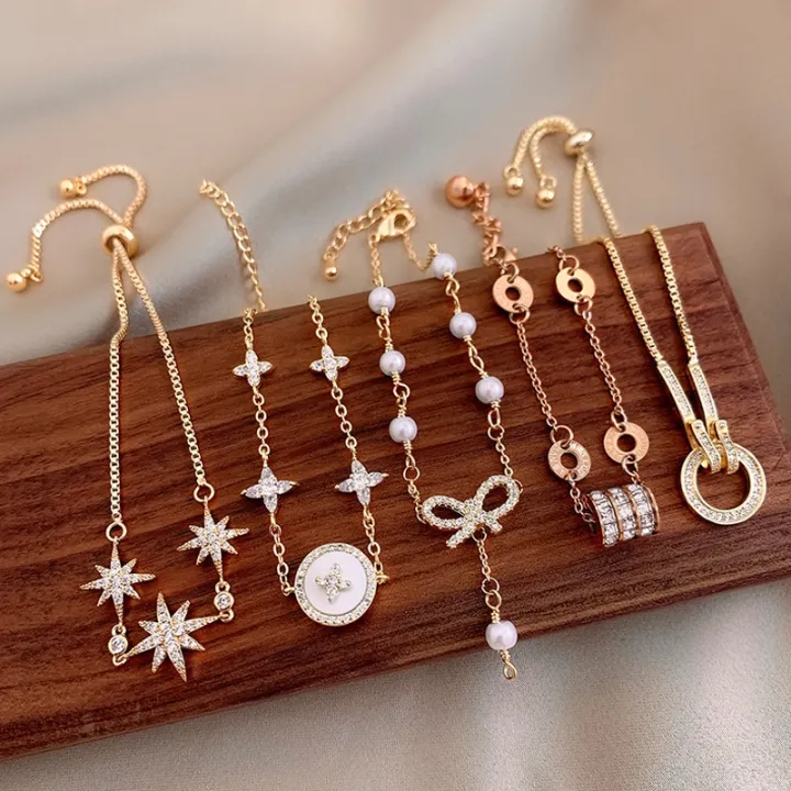 %E3%80%90TianYu%20Mall%E3%80%9140%20Style%20Korean%20Fashion%20Imitation%20Pearls%20Daisy%20Flower%20Bracelet%20Gold%20Color%20Green%20Stone%20Star%20Bracelets%20for%20-%20Image%203