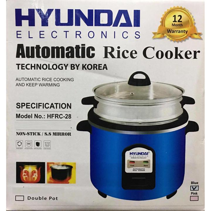Hyundai rice cooker 2.8 litre single pot (1pc stainless steel pot) with glass lid