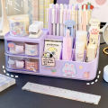Ins Kawaii Desk Organizer Storage Box Cute Bear Handle Drawer Stationery Pen Holder Sticky Note Tape Storage Box Organizer Rack.