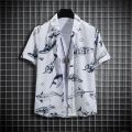 【14 colors】Men's Tropical Short Sleeve Printed Shirt Unisex Casual Tops.