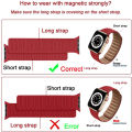 Leather Link For Apple Watch Band 46mm 42 45mm 41 44mm 40mm 49mm Original Magnetic Loop Bracelet iWatch Series 10 Ultra 2 Strap. 