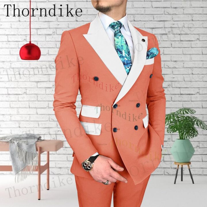 Thorndike%20High%20Quality%20Grey%20Men's%20Business%20Double%20Breasted%20Solid%20Color%20Suit%20Coat%20/%20Male%20Slim%20Wedding%202%20Pcs%20Blazers%20Jacket%20Pant%20-%20Image%207