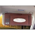 (New)DERANFU 3 In 1 Lichee Texture Multi-function Car Hang Type Leather Towel Box with Card Slot y CD Slot.