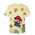 Super Mario Bros Cartoon T-shirt Anime Characters Mario and Luigi Cartoon Print Home 3D Print O-Neck T-shirt Children's Gift. 