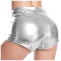 Women Faux Leather Shorts Gold Sliver High Waist Sports Tight Shorts Panties. 
