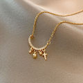 Luxury Non Tarnish 18K Gold Plated Crescent Fishtail Heart Pendant Women 316L Stainless Steel Necklace Jewelry.