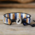 Alien High End Tube Shape Lapis Lazuli Single Leather Wrap Bracelets Vintage Weaving Beaded Cuff Bracelet Bijoux Dropshipping.