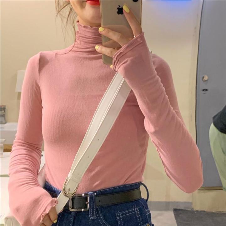 Pile%20Collar%20Bottoming%20Shirt%20Women's%20Inner%20Wear%20Black%20High%20Collar%20Long%20Sleeve%20T%20T-shirt%20Women's%20Autumn%20and%20Winter%20Tight%20Spring%20and%20Autumn%20All-Match%20Top%20-%20Image%204