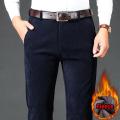 Winter Men's Fleece Corduroy Pants Business Fashion Classic Style Thick Warm Stretch Trousers Male Brand Clothing. 