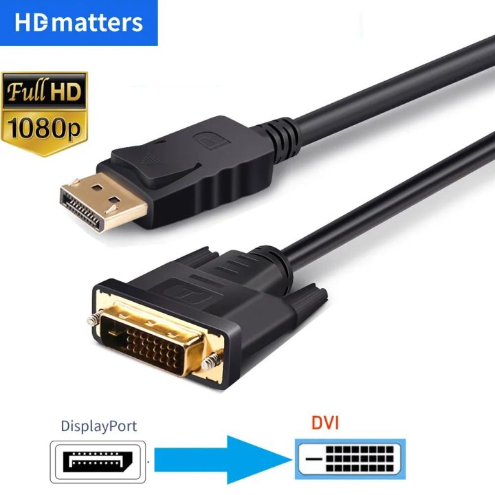 DisplayPort to DVI Cable 1080P DP to DVI-D monitor cable DisplayPort in to DVI out converter adapter for Nvidia HP Dell Asus