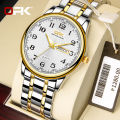 OPK new watch for men relo water proof pang lalaki fashion casual stainless steel quartz watch gold/black calendar luminous display. 