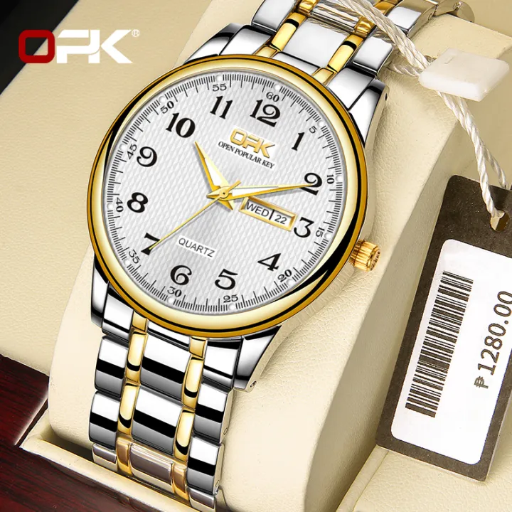 OPK%20new%20watch%20for%20men%20relo%20water%20proof%20pang%20lalaki%20fashion%20casual%20stainless%20steel%20quartz%20watch%20gold/black%20calendar%20luminous%20display%20-%20Image%203