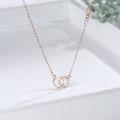 s925 sterling silver double C necklace women's lock rose gold Japanese and Korean version bone chain zircon, net red temperament necklace necklace with zircon. 