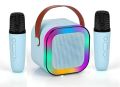 K12 RGB Karaoke Wireless Bluetooth Speaker with Two Microphones, 8W Sound Power, Bluetooth 5.0 Connectivity for Lecture Meeting Voice Box Mini Colorful Lights Audio Long Standby. 