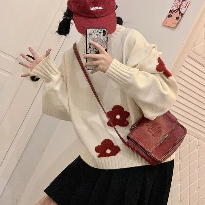 Embroidered%20Little%20Flower%20Pullover%20Sweater%20for%20Female%20Students%20Autumn%20and%20Winter%20New%20Korean%20Style%20Contrast%20Color%20Idle%20Style%20Loose%20Outer%20Wear%20Sweater%20-%20Image%204