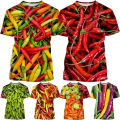 Personalized Chili Fashion 3D Printing Funny T Shirts Creative Pattern Short-sleeved Harajuku Unisex T-Shirt Top Male Female Tee.