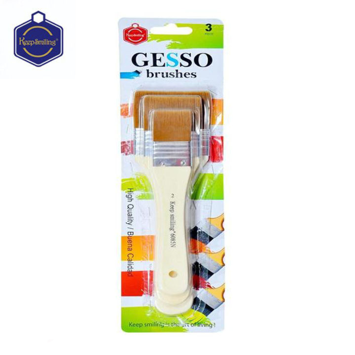 Gesso artist Brush set of 3pc Flat Brush, Synthetic Hair Brushes Smooth and easy artist brush