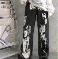 Four Seasons Comfortable Pants Character Sticker Jeans ins Fashion High Street Lazy Harajuku Cargo Pants Streetwear mens jeans. 
