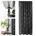 Black Lace Floral Net Curtains Window Curtains for Yard Bedroom Decoration 100cmx200cm. 