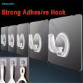 Transparent Strong Adhesive Wall Hooks,Self Adhesive Door Wall Hanger Hook,Sticky Waterproof Kitchen Bathroom Storage Organizer Rack.